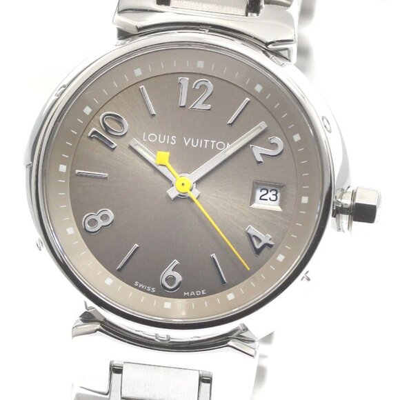 LOUIS VUITTON Tambour Q1212 Date beige Dial Quartz Ladies Watch_871784 - Picture 1 of 6